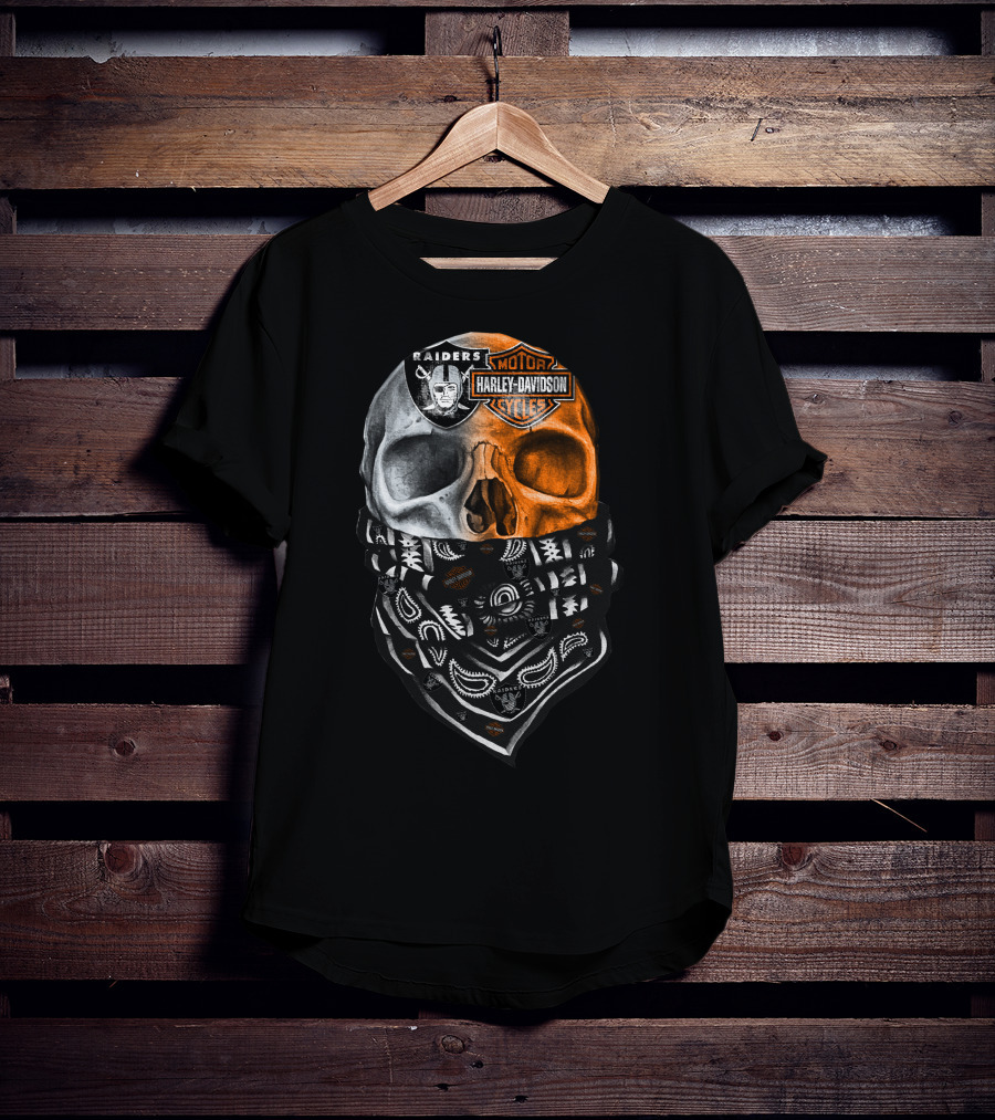 Raiders Harley Davidson Dual Skull Bandana T-Shirt