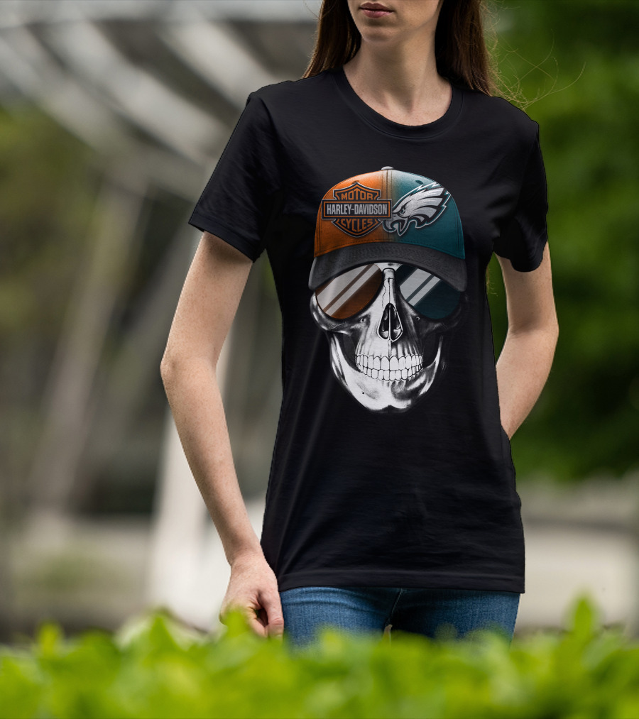 Harley Davidson Motor Cycles Eagles Skull Cap T-Shirt