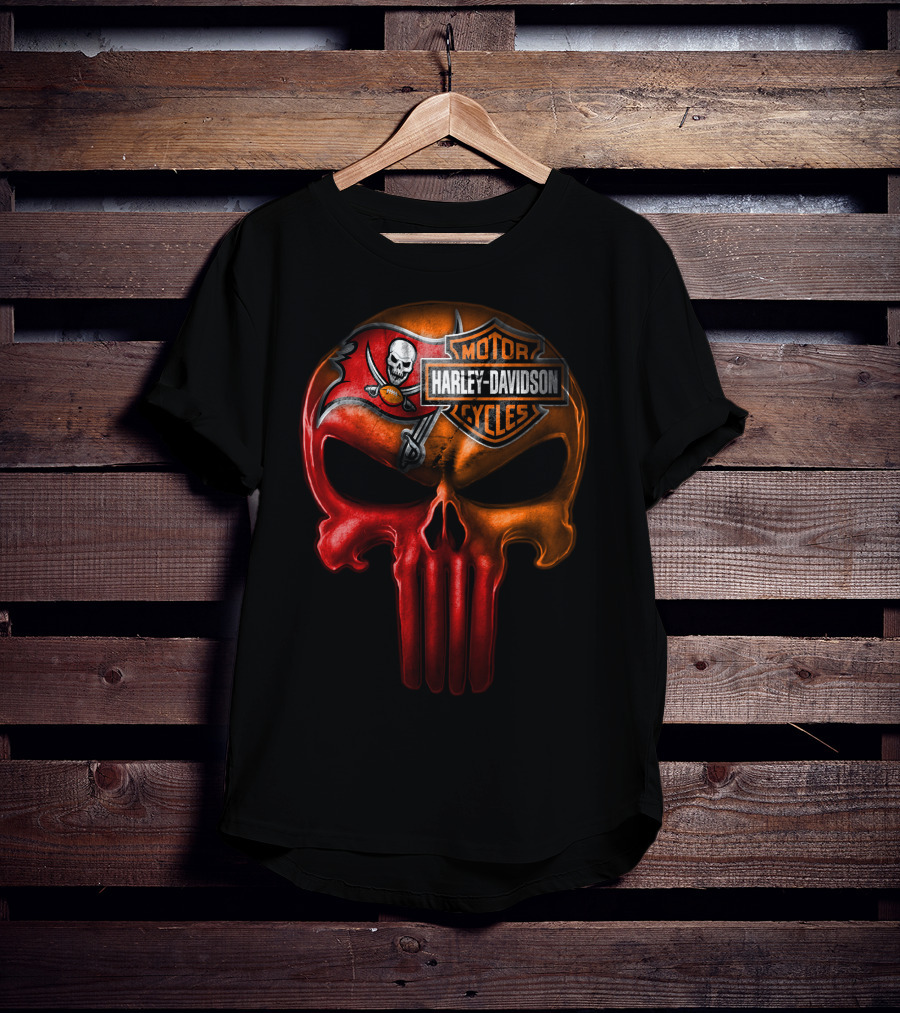 Harley Davidson Motorcycles Tampa Bay Buccaneers Skull T-Shirt
