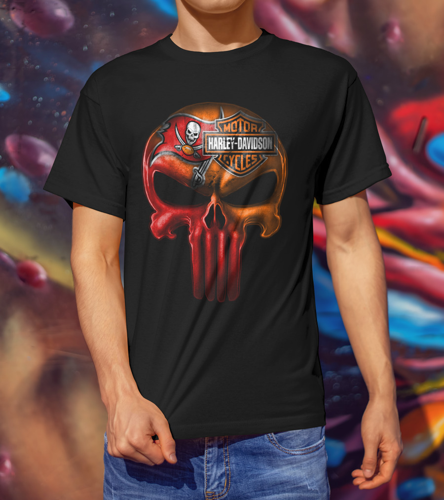 Harley Davidson Motorcycles Tampa Bay Buccaneers Skull T-Shirt