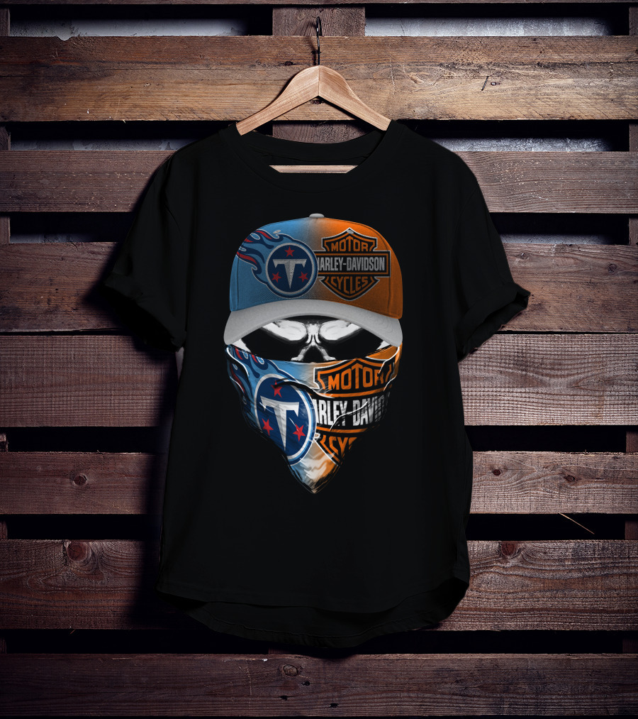 Tennessee Titans Harley Davidson Combo Skull Mask Cap T-Shirt