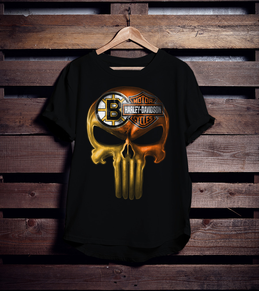 Boston Bruins Harley Davidson Skull 05Ahl T-Shirt