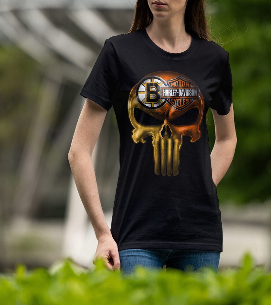 Boston Bruins Harley Davidson Skull 05Ahl T-Shirt