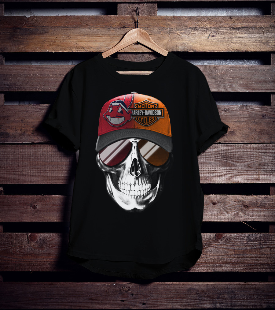 Cleveland Indians Harley Davidson Skull 11Ahl T-Shirt