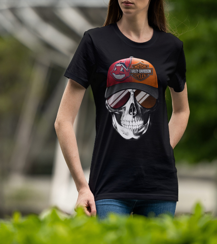 Cleveland Indians Harley Davidson Skull 11Ahl T-Shirt