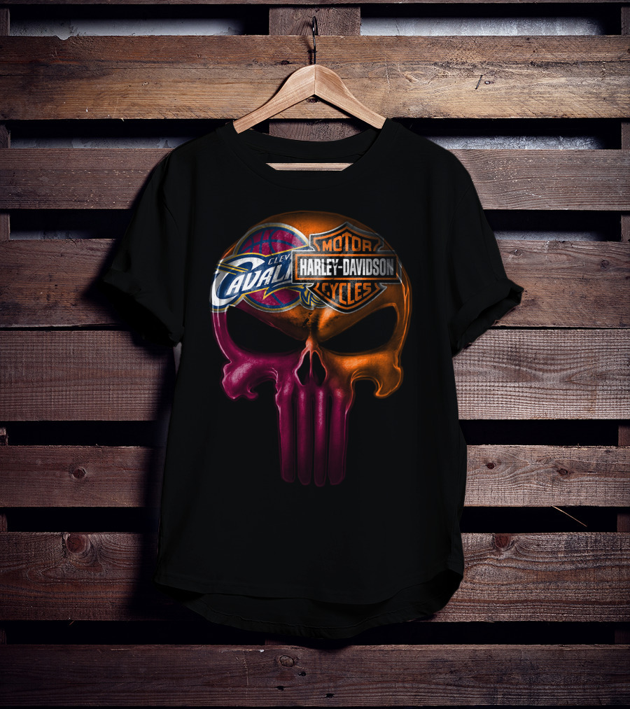 Cleveland Cavaliers Harley Davidson Skull T-Shirt