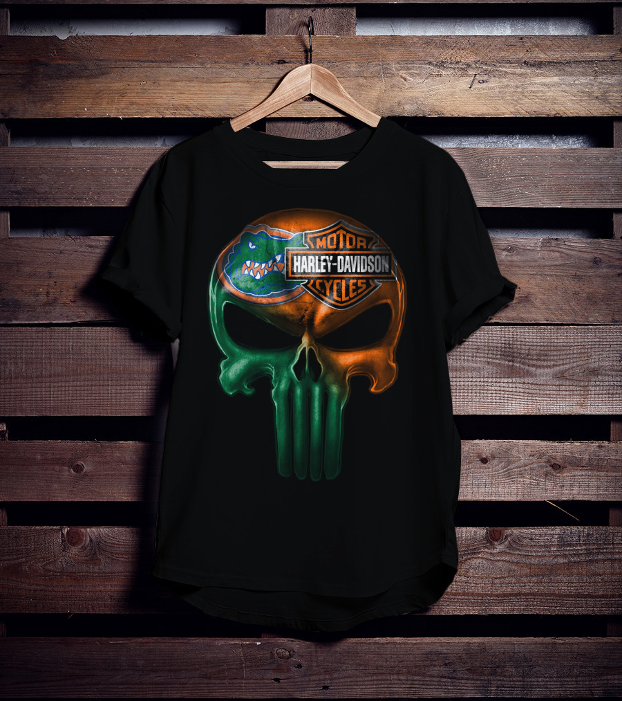 Florida Gators Harley Davidson Punisher Skull T-Shirt