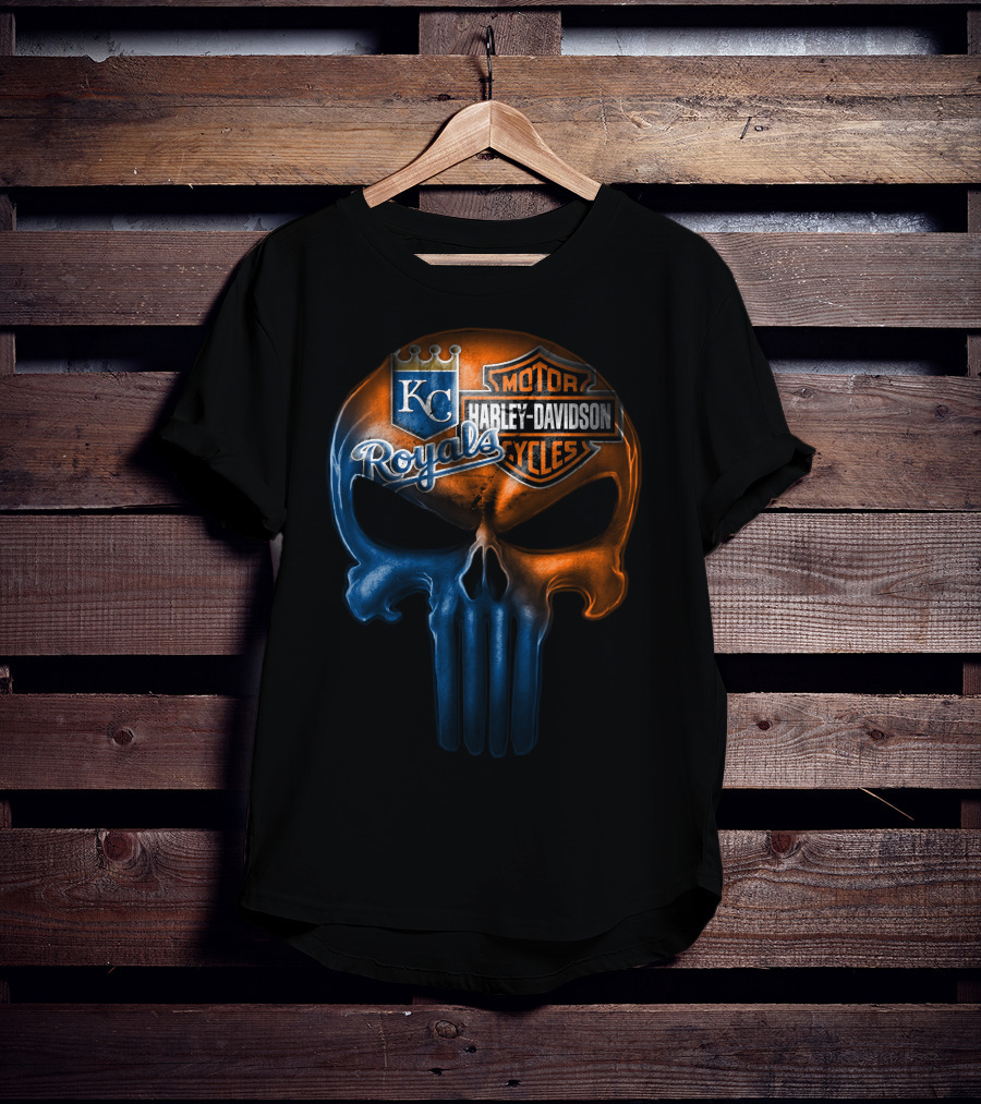 Kansas City Royals Harley Davidson Skull T-Shirt
