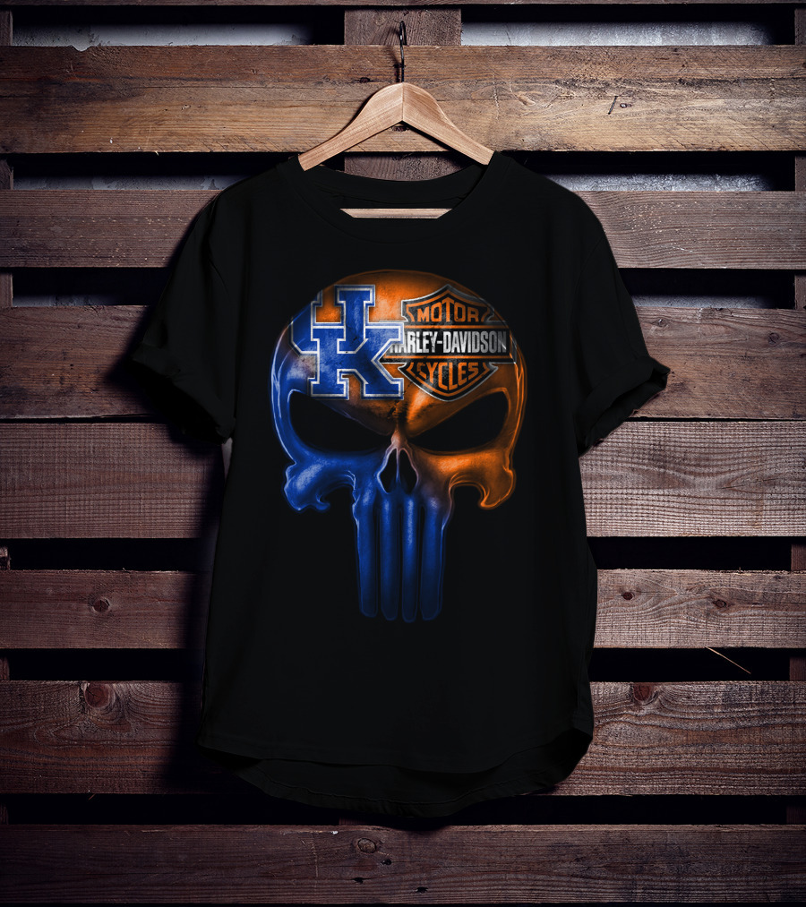 Kentucky Wildcats Harley Davidson Punisher Skull T-Shirt