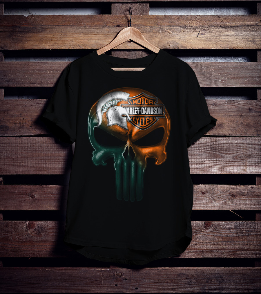 Harley Davidson Motor Cycles Spartan Helmet Skull T-Shirt