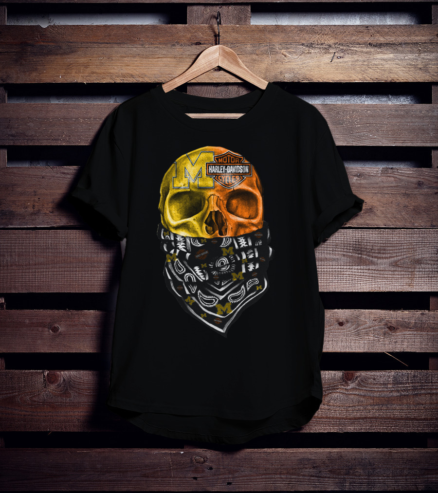 Harley Davidson Skull Michigan Wolverines T-Shirt
