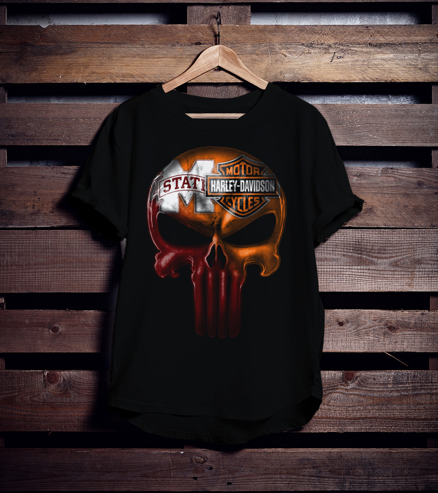 Mississippi State Harley Davidson Punisher T-Shirt