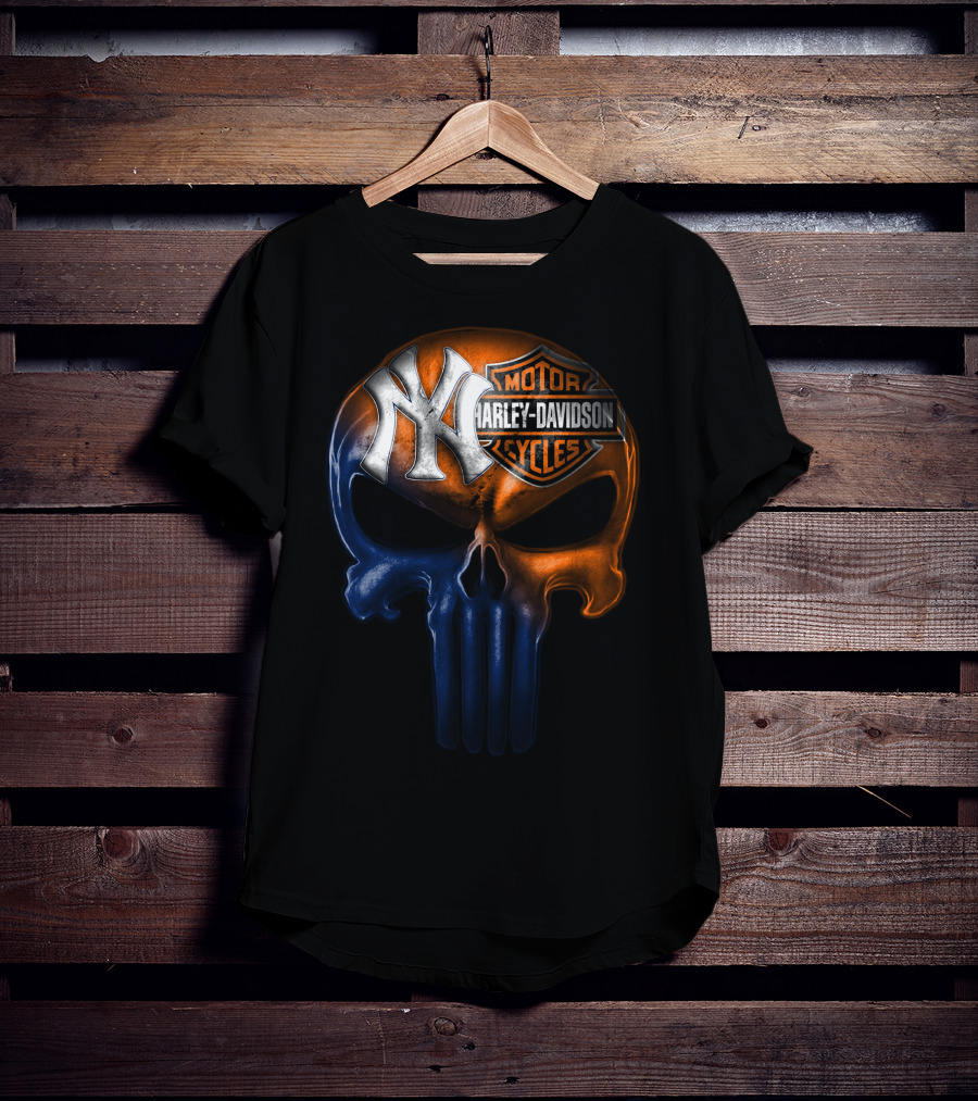New York Yankees Harley Davidson Skull 30Ahl T-Shirt