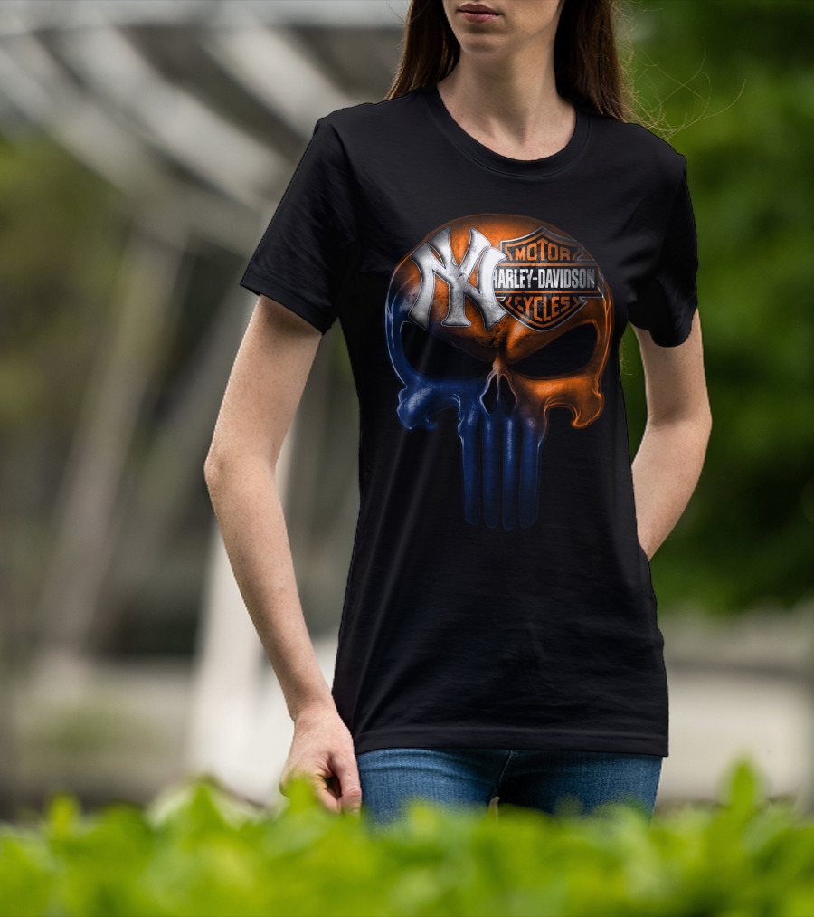 New York Yankees Harley Davidson Skull 30Ahl T-Shirt