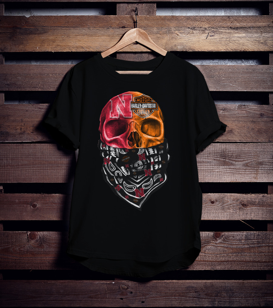 N Harley Davidson Motorcycles Skull Bandana Style T-Shirt