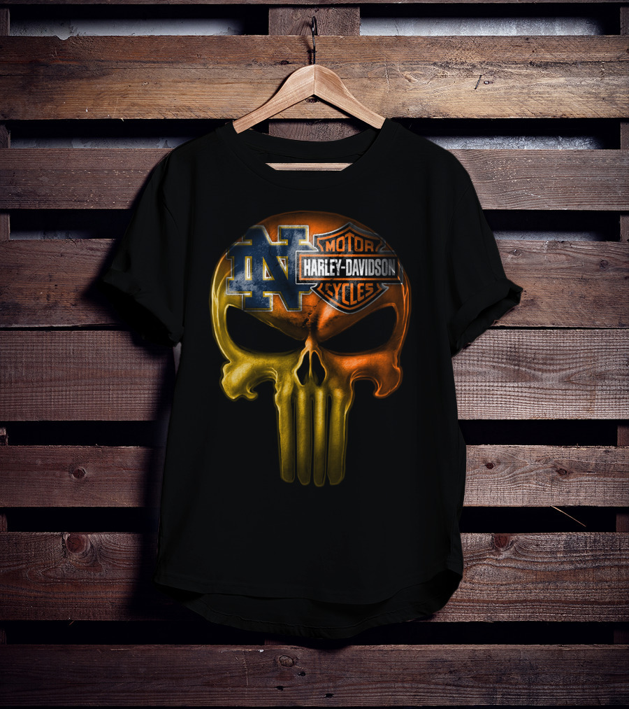 Notre Dame Harley Davidson Punisher Skull T-Shirt