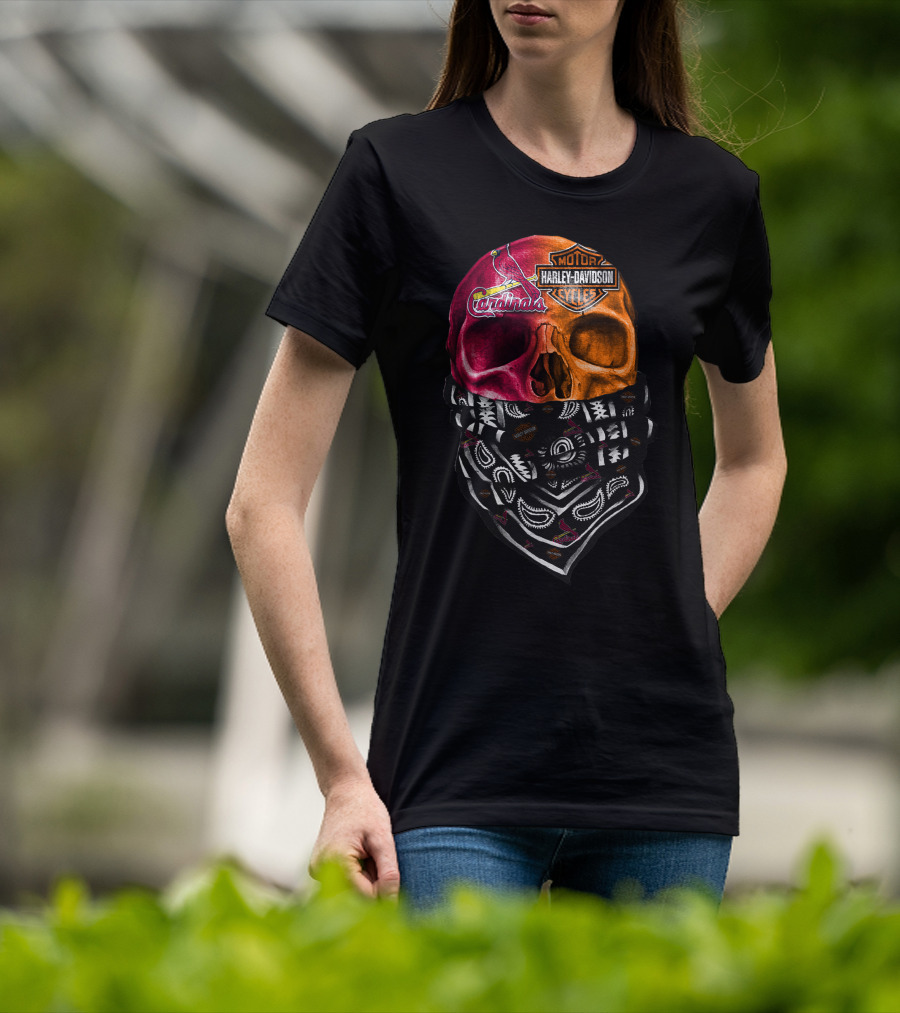Cardinals Harley Davidson Skull Bandana T-Shirt