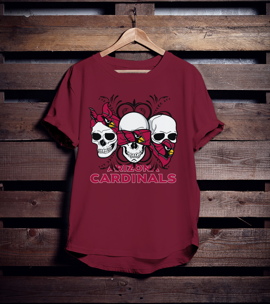 Arizona Cardinals Three Skulls T-Shirt