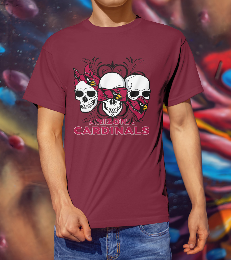 Arizona Cardinals Three Skulls T-Shirt