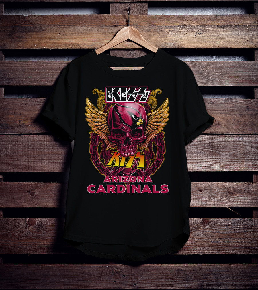 KISS Arizona Cardinals Skull Wings Chain T-Shirt