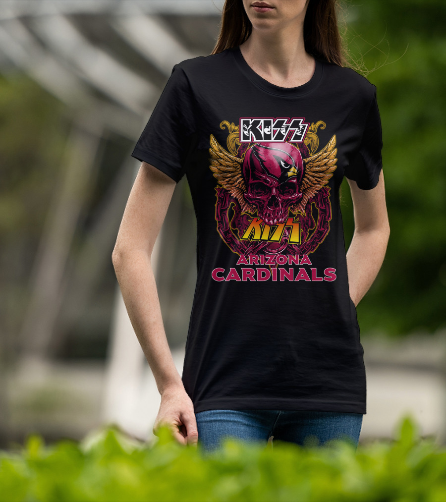 KISS Arizona Cardinals Skull Wings Chain T-Shirt