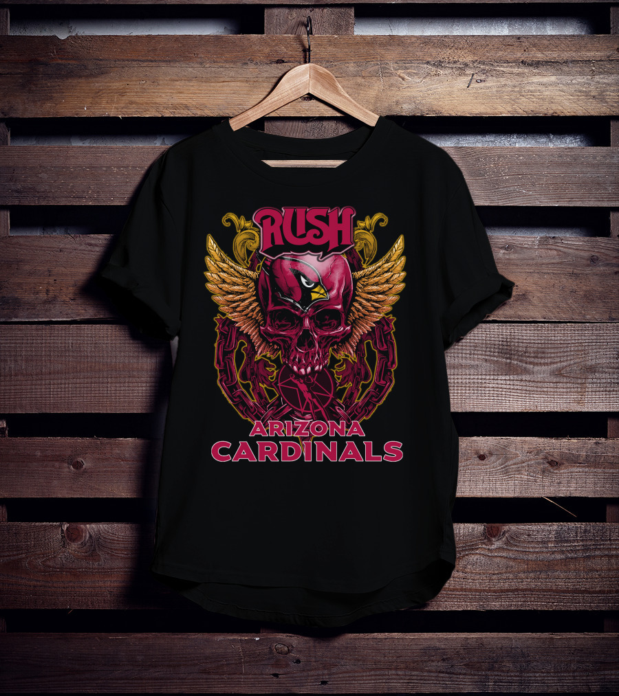 Rush Arizona Cardinals Skull Wings Chain T-Shirt