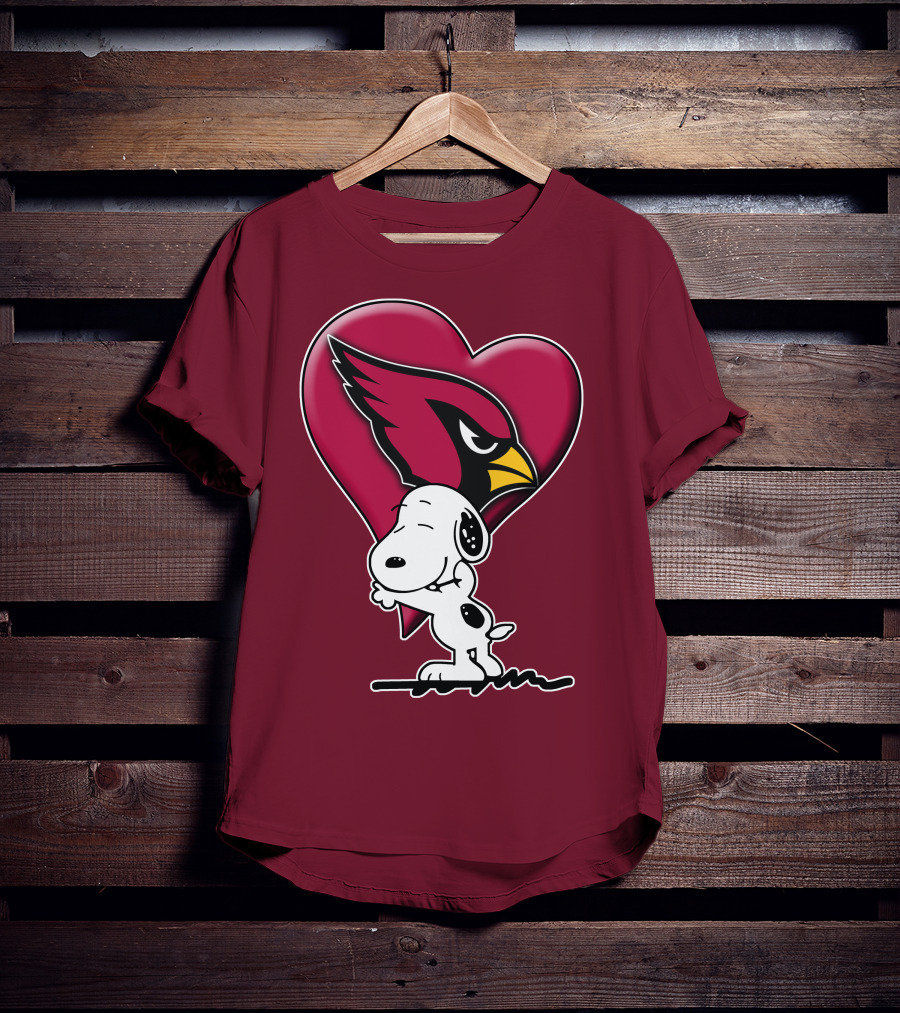 Snoopy Hugging Heart Arizona Cardinals T-Shirt