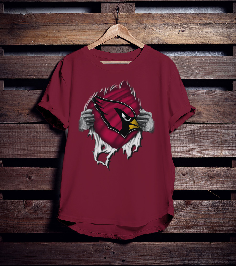 Torn Arizona Cardinals Emblem Revealed By Hands T-Shirt