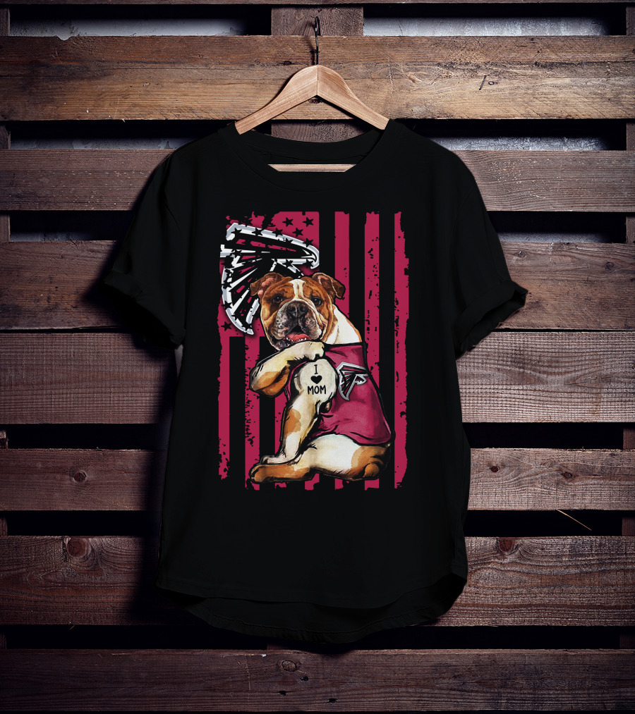Bulldog Atlanta Falcons I Love Mom Flag T-Shirt