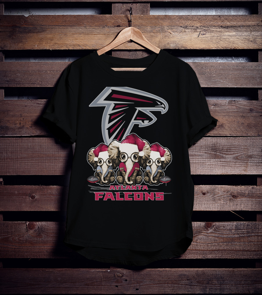 Atlanta Falcons Santa Hat Elephants Christmas T-Shirt
