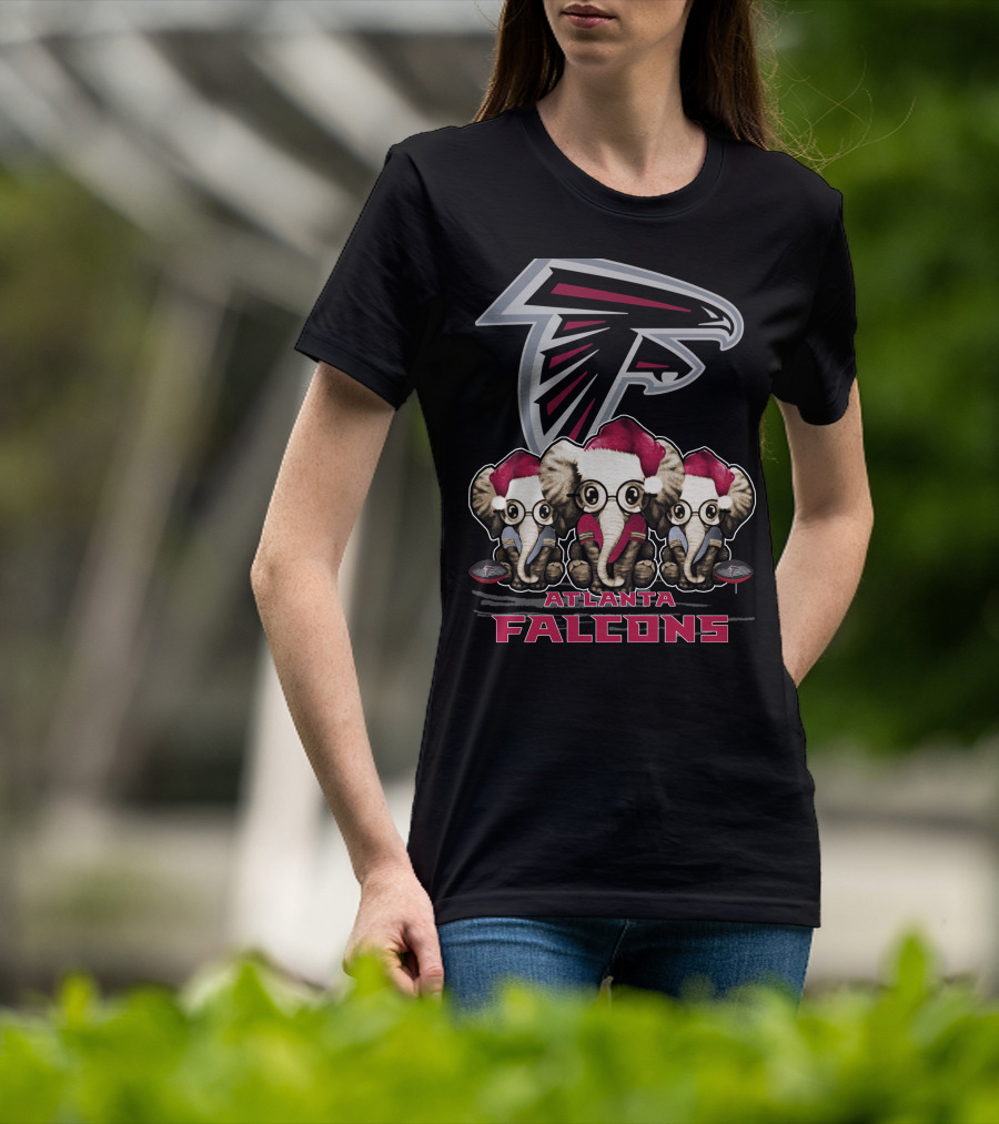 Atlanta Falcons Santa Hat Elephants Christmas T-Shirt