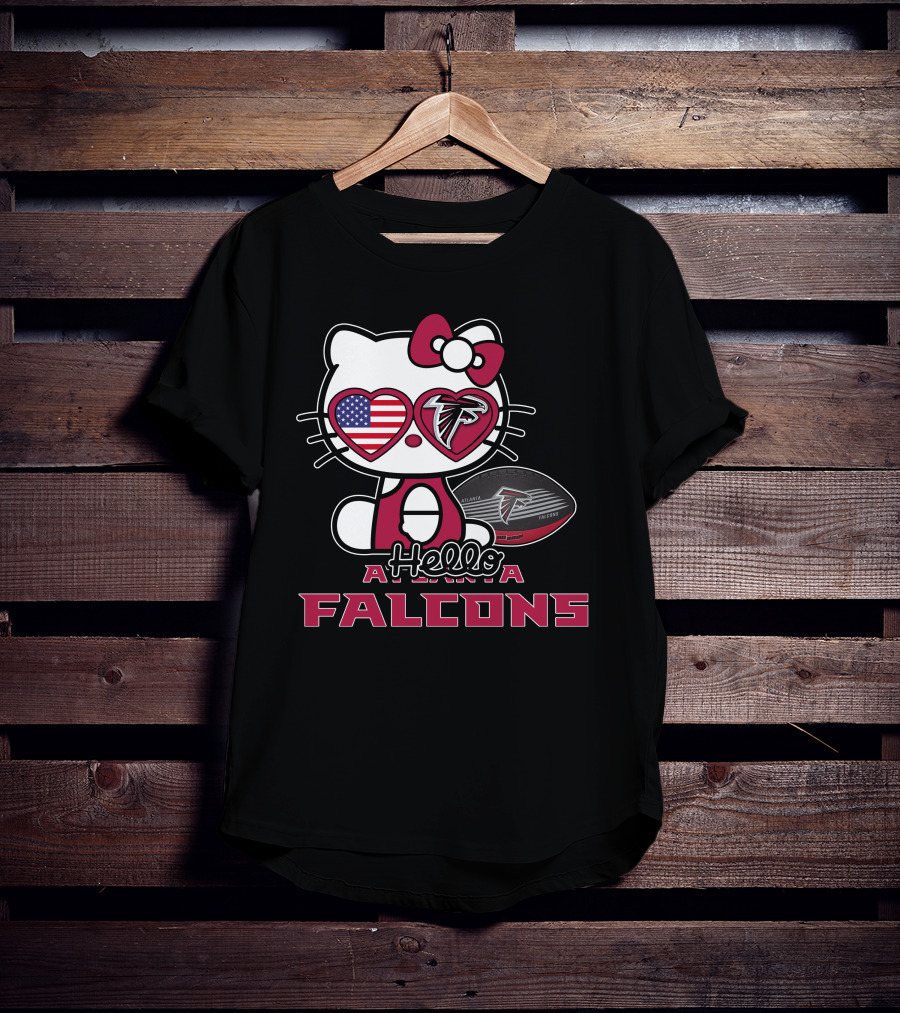 Hello Kitty Atlanta Falcons American Flag Football T-Shirt