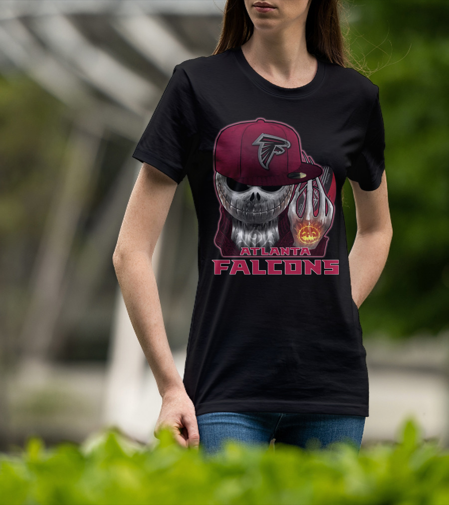 Jackskull Atlanta Falcons Halloween Football Skull T-Shirt