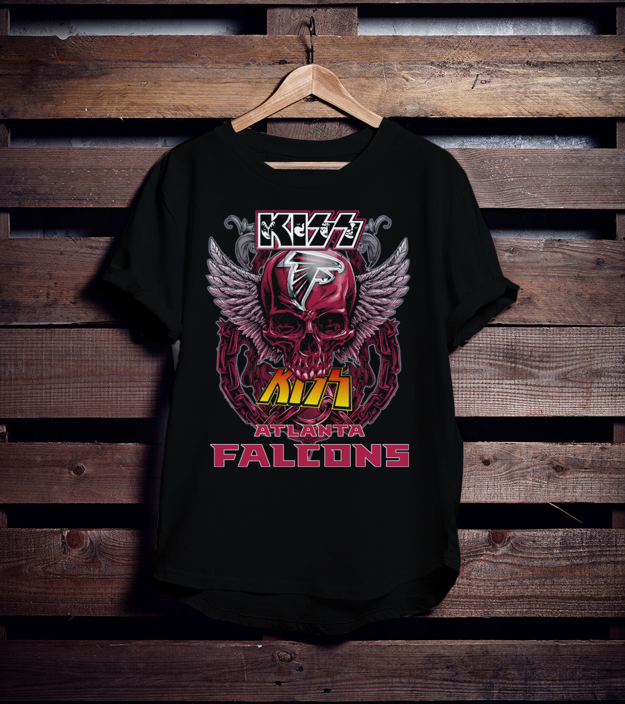 Kiss Atlanta Falcons Skull Wings Chain T-Shirt