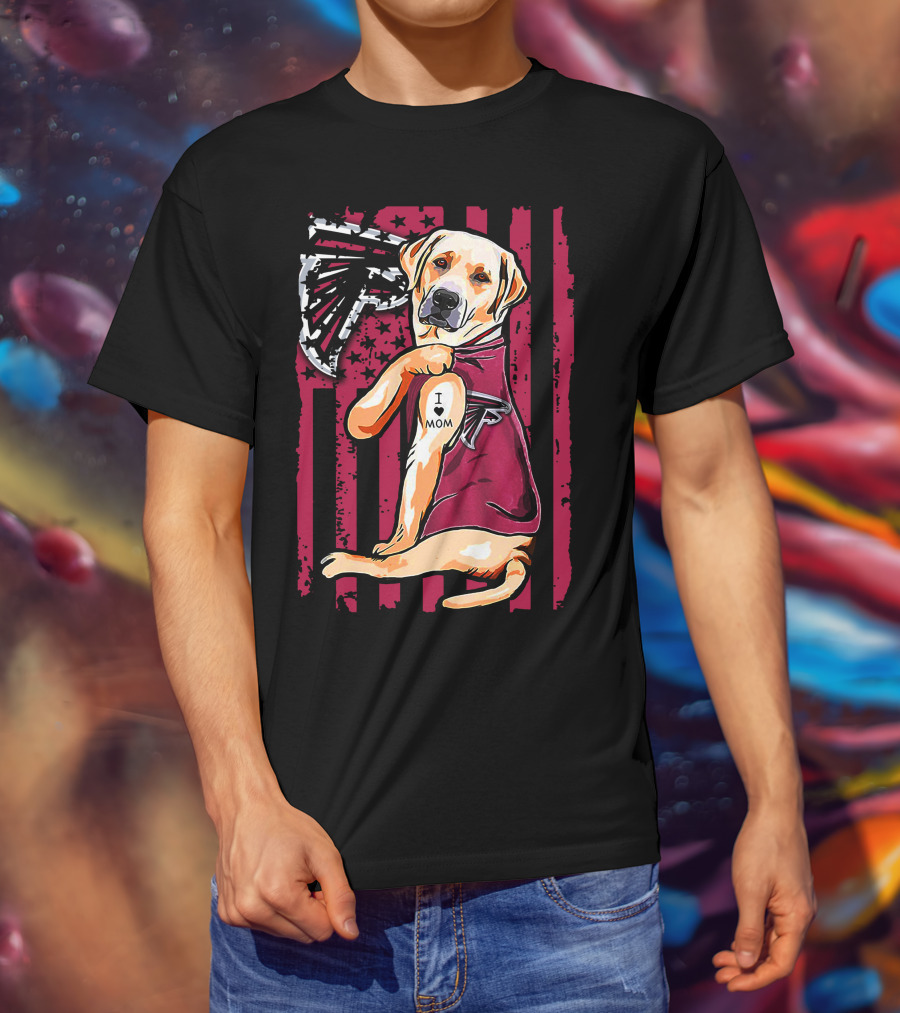 Labrador Retriever I Love Mom Atlanta Falcons Fan Decor T-Shirt