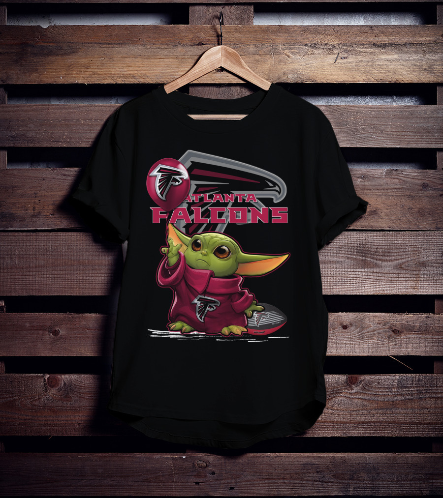 Atlanta Falcons Baby Yoda Holding Balloon T-Shirt
