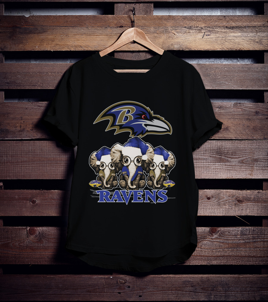 Baltimore Ravens Christmas Elephants T-Shirt