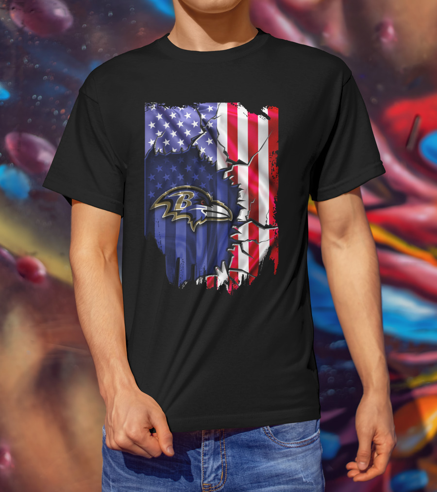 Flag Baltimore Ravens American Flag Stars And Stripes Ravens T-Shirt
