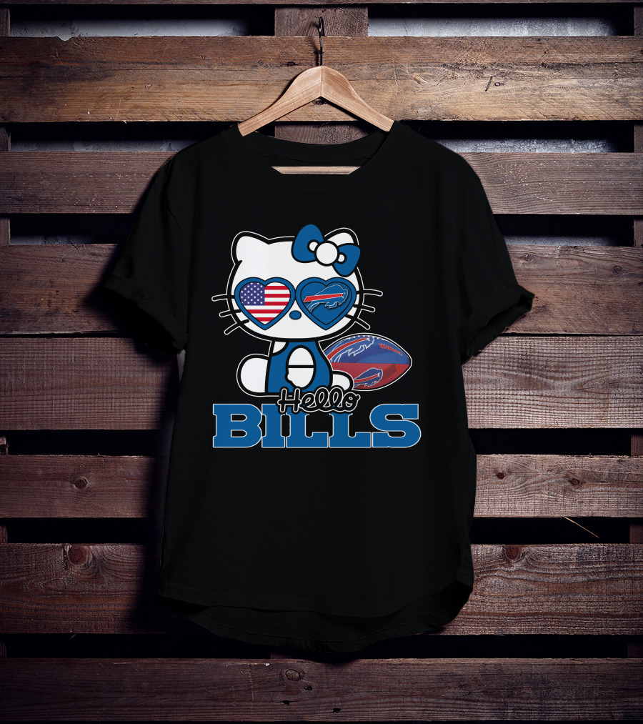 Hello Kitty Buffalo Bills USA Heart Mascot T-Shirt