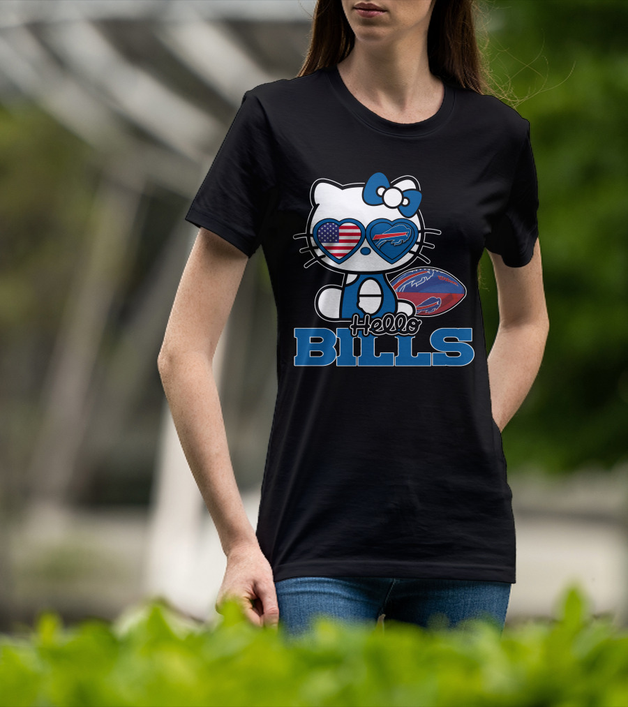 Hello Kitty Buffalo Bills USA Heart Mascot T-Shirt