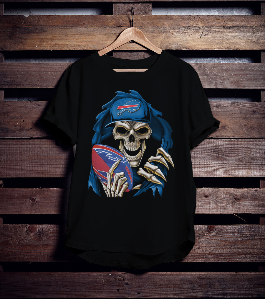 Buffalo Bills Skull Holding Football T-Shirt