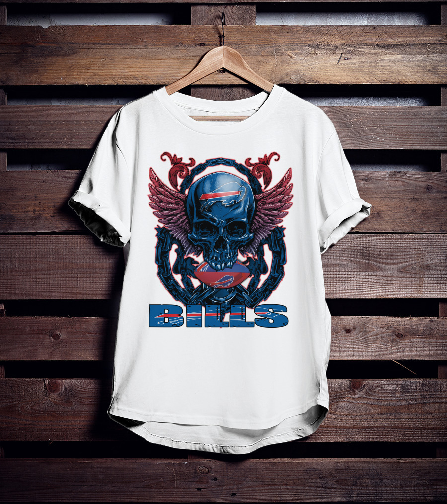Buffalo Bills Winged Skullfb Football T-Shirt