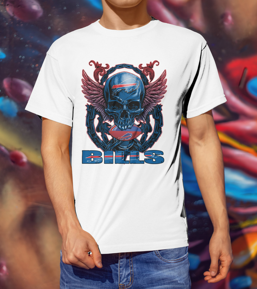 Buffalo Bills Winged Skullfb Football T-Shirt