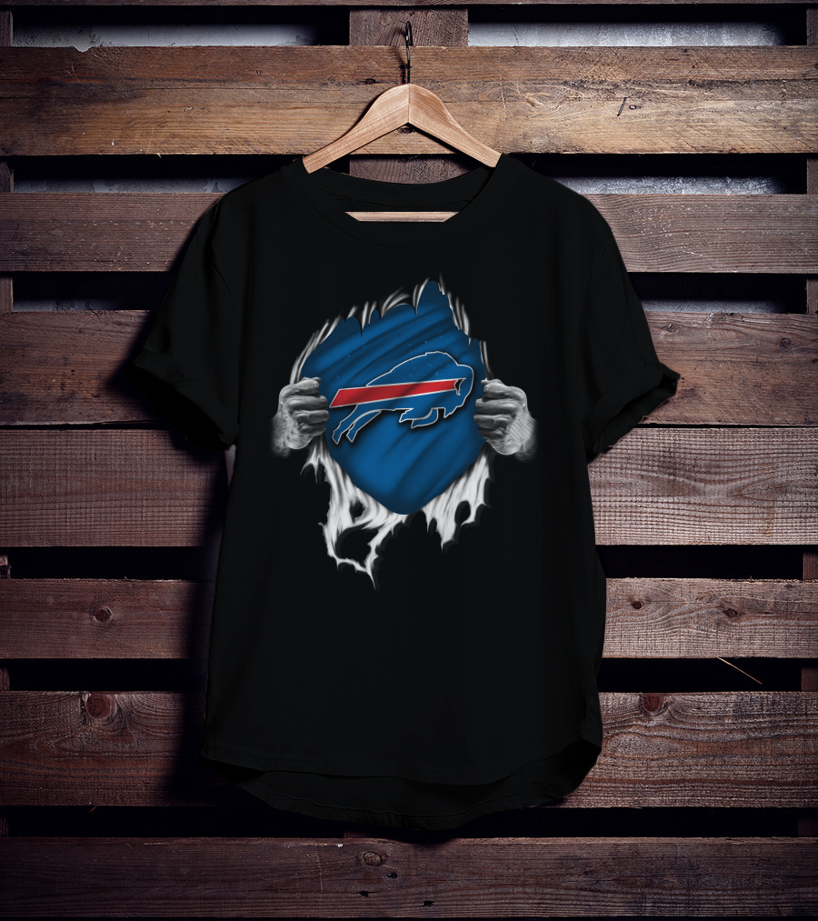 Torn Buffalo Bills Emblem Ripped Open By Hands T-Shirt