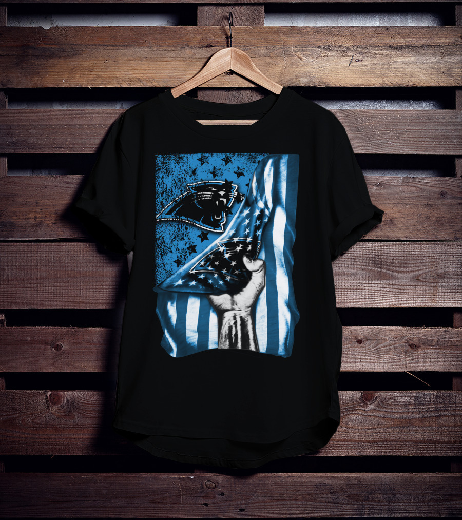 Flag Carolina Panthers American Style Stars Blue Black T-Shirt
