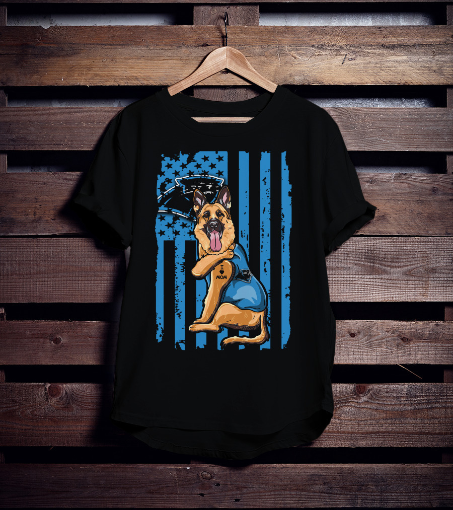 German Shepherd Carolina Panthers Patriotic I Mom Fan T-Shirt