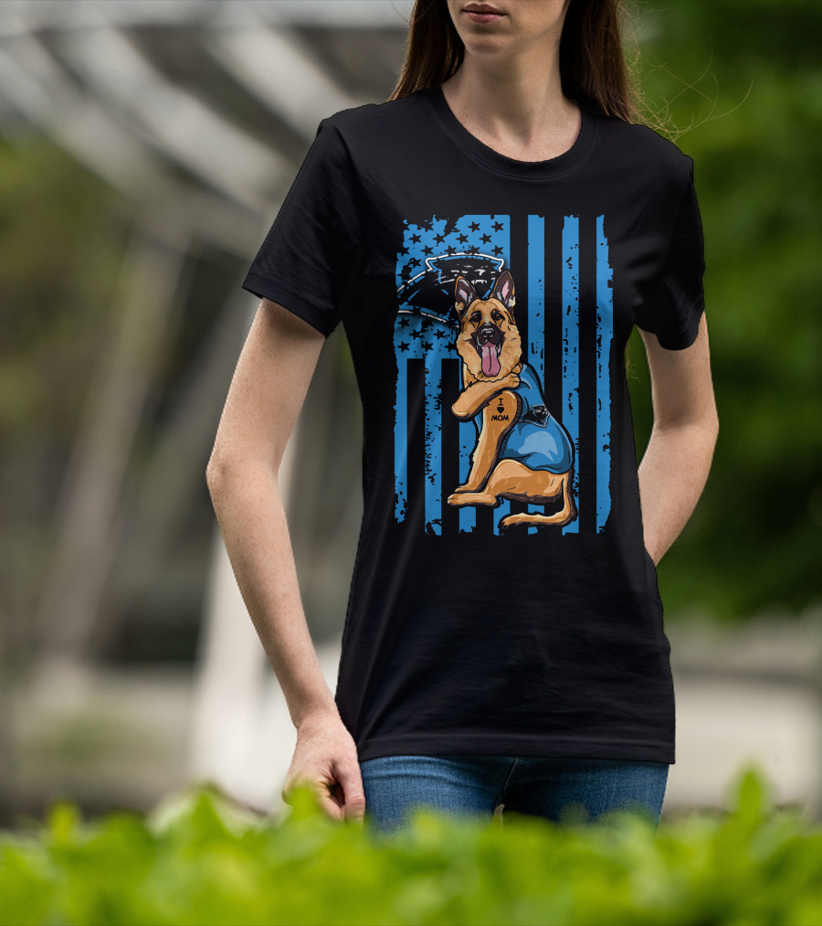 German Shepherd Carolina Panthers Patriotic I Mom Fan T-Shirt