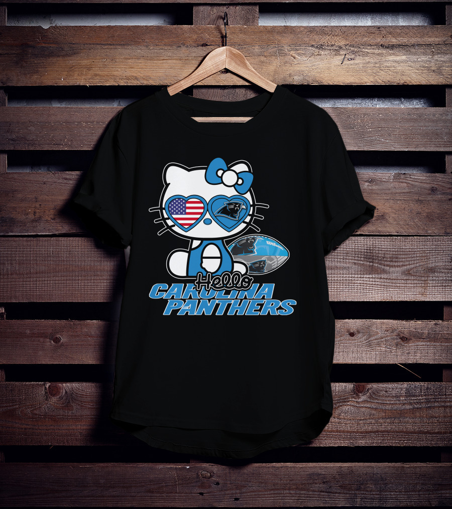 Hellokitty Carolina Panthers American Flag Football T-Shirt