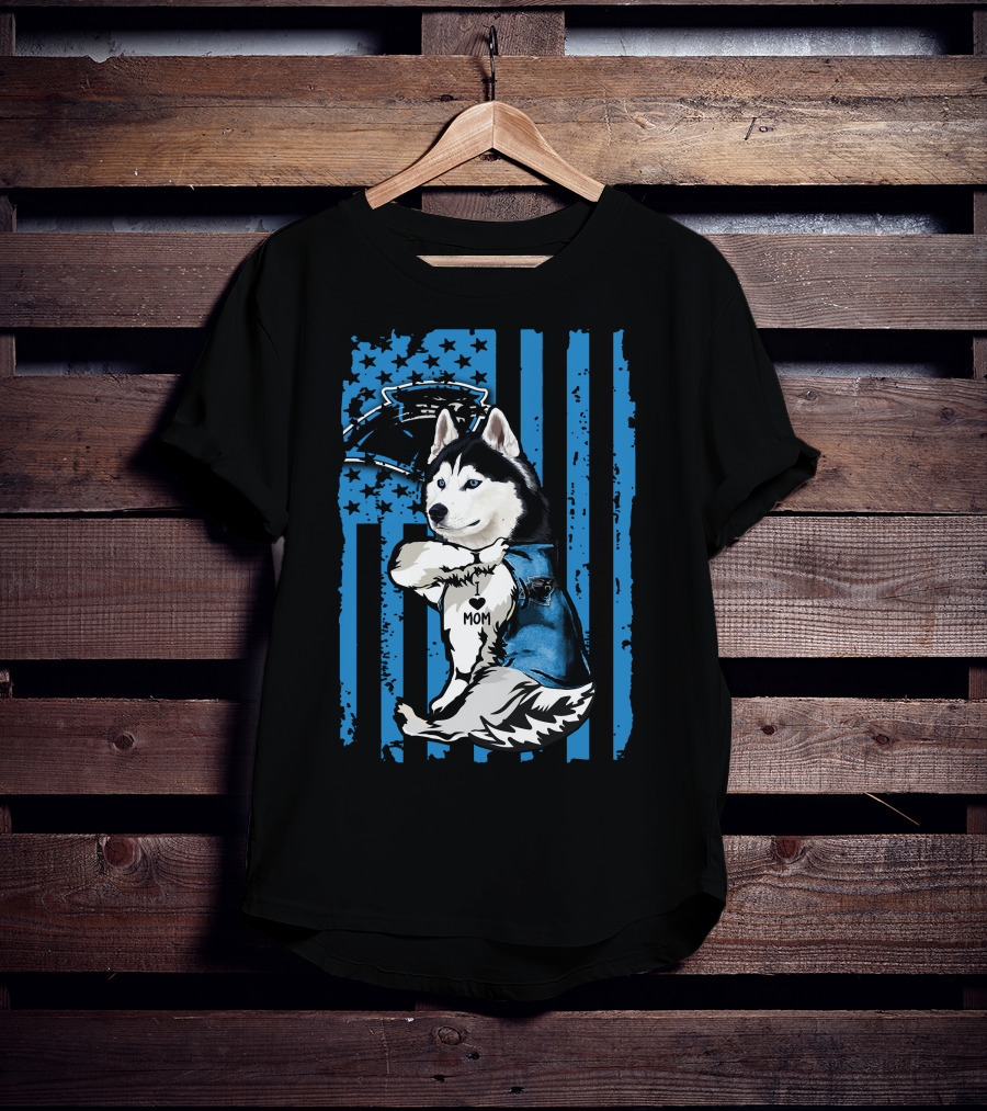 Siberian Husky Mom Carolina Panthers Fan T-Shirt