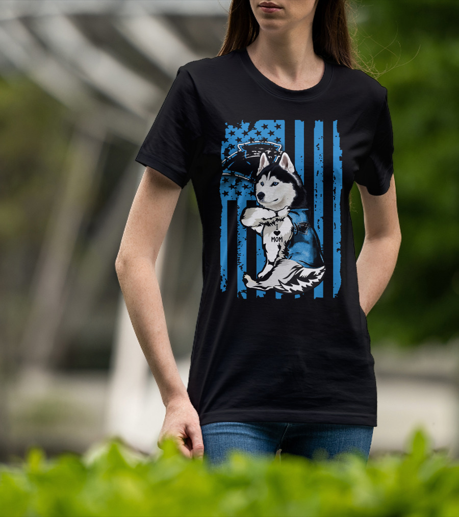 Siberian Husky Mom Carolina Panthers Fan T-Shirt